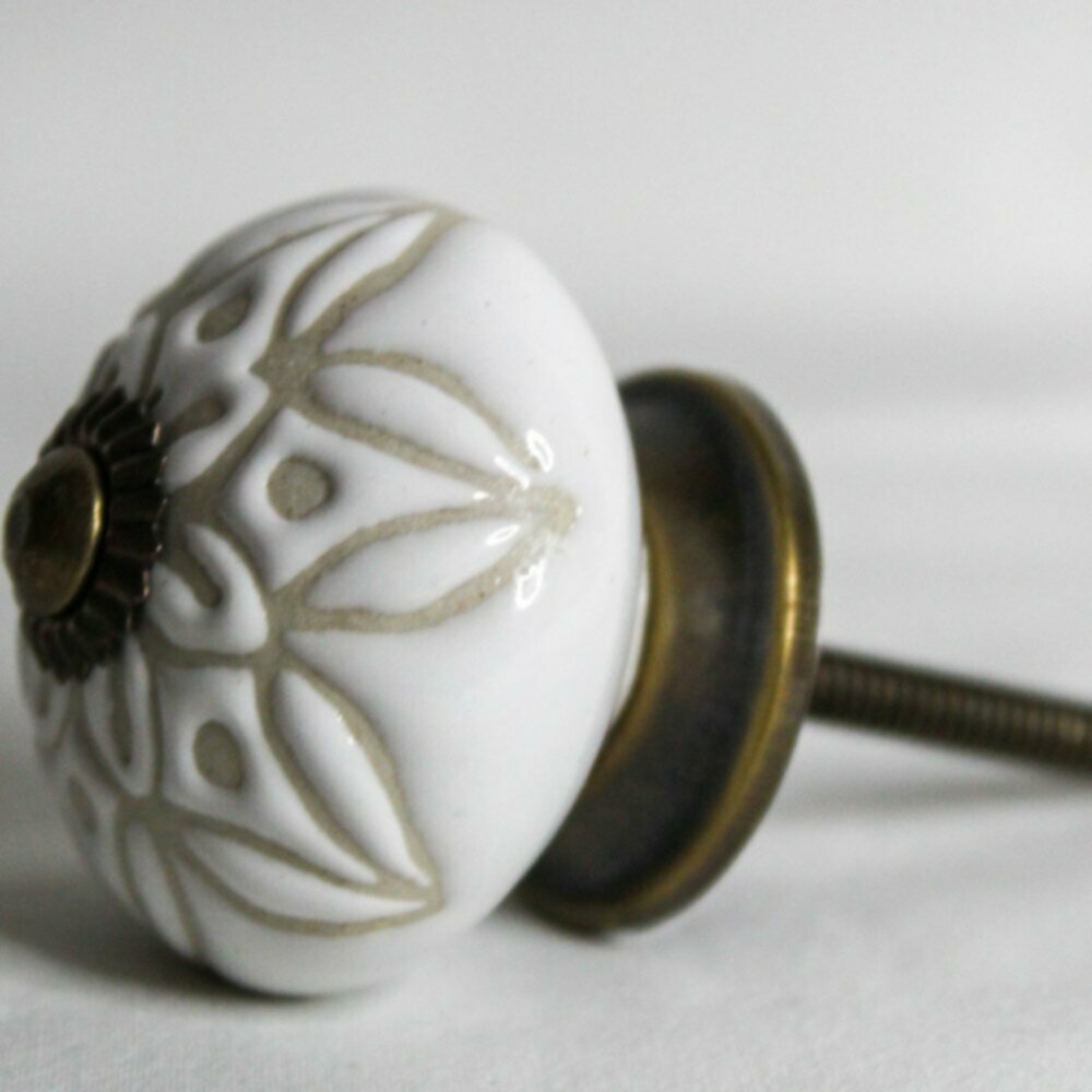 White Ceramic Knob The Guilded Lily Trading Co.