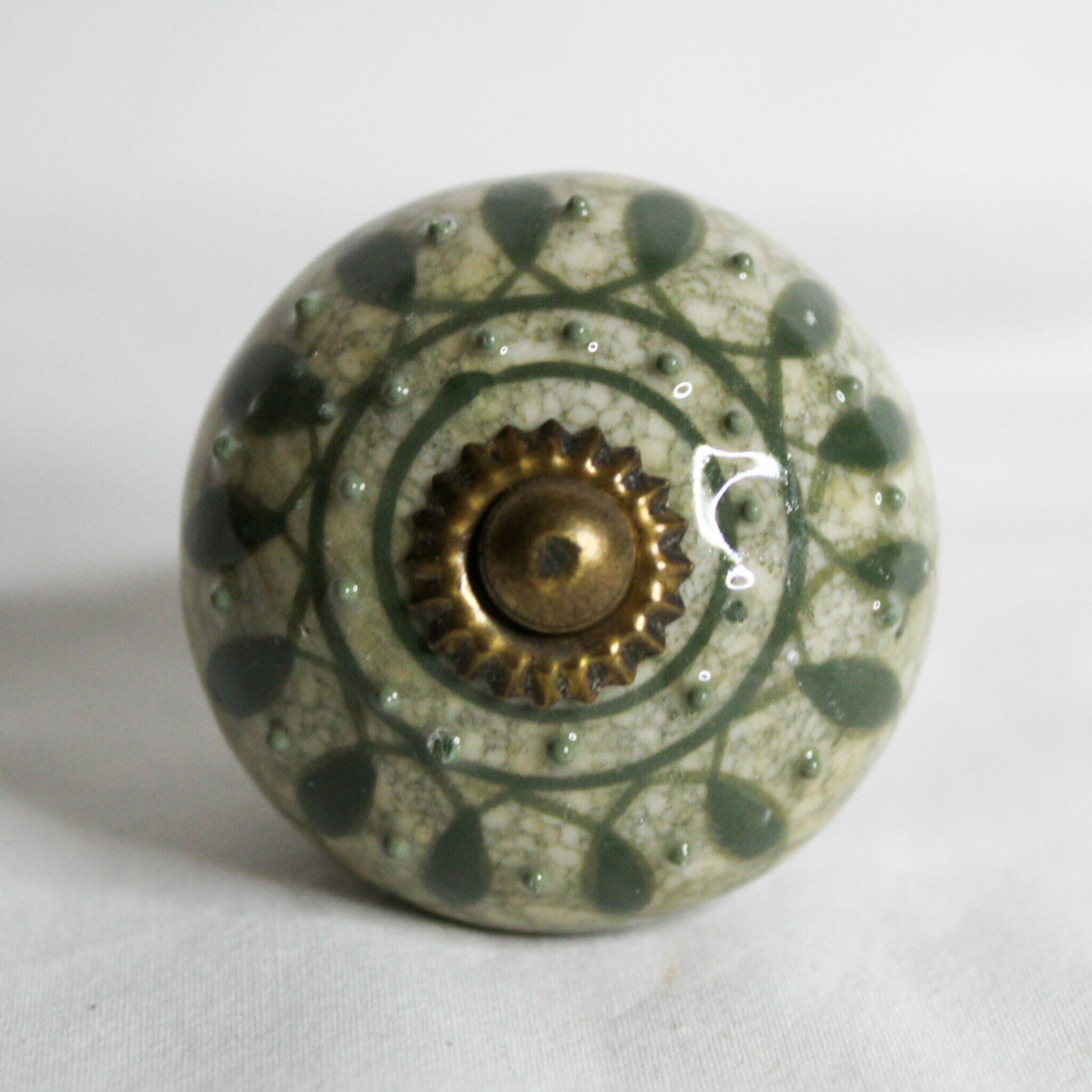 Green Ceramic Knob The Guilded Lily Trading Co.