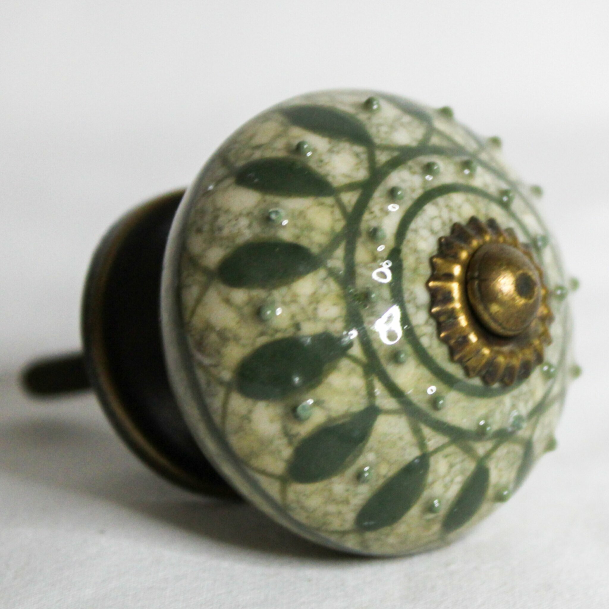 Green Ceramic Knob The Guilded Lily Trading Co.