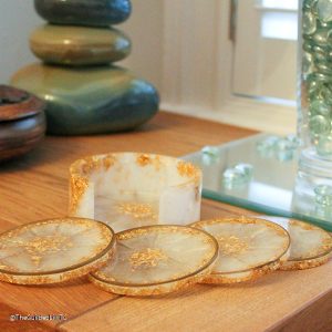 White/Gold Coaster Set